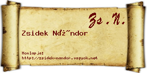Zsidek Nándor névjegykártya